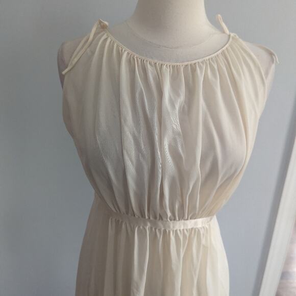 Vintage Women's Lingerie Slip Cream Shadowline 36 Tie Sleeve Knot Maxi - Picture 8 of 11